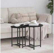 vidaXL Beistelltisch, Beistelltisch-Set 2 pcs Schwarz Eichen-Optik