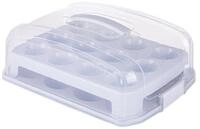 relaxdays Kuchentransportbox Muffin Transportbox f&uuml;r 24 St&uuml;ck, Hellgrau