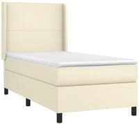 vidaXL Bett Boxspringbett mit Matratze & LED Creme 80x200 cm Kunstleder