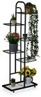 relaxdays Pflanzentreppe Blumenregal aus Metall mit 6 Ablagen, schwarz