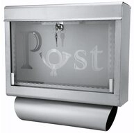 Grafner Briefkasten Briefkasten mit Zeitungsrolle aus Edelstahl und Glas Motiv Post,