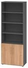 HAMMERBACHER Aktenschrank Regal 6OH T&uuml;ren 2OH graphit/Nussbaum