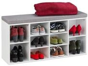 relaxdays Schuhbank Wei&szlig;e Schuhbank mit 10 F&auml;chern