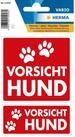 HERMA Etikett Herma Hinweisetiketten weterfest 2 Gr&ouml;&szlig;en Vorsicht Hund 1 Bl 2...