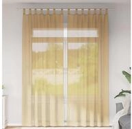vidaXL Vorhang, Voile Vorh&auml;nge mit Stangentaschen 2 Stk. Sandfarbe