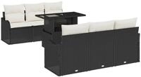 vidaXL Loungesofa Gartensofa-set mit Kissen mit Kissen 7 pcs Schwarz Poly...