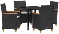 vidaXL Gartenlounge-Set Garten Essgruppe 5 pcs Schwarz Poly-Rattan, (5-tlg)