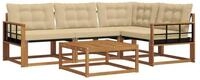 vidaXL Gartenlounge-Set Outdoor-Sofagarnitur mit Kissen 5 pcs Natur und Beige,