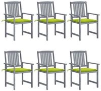 vidaXL Gartenstuhl Gartenst&uuml;hle mit Kissen 6 Stk. Massivholz Grau (6 St)