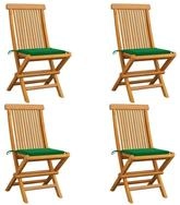 vidaXL Gartenstuhl Gartenst&uuml;hle mit Gr&uuml;nen Kissen 4 Stk. Massivholz (4 St)