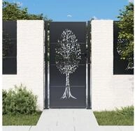 vidaXL Gartentor, Gartentor Anthrazit 105x180 cm Stahl Baum-Design