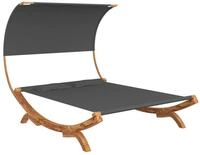 vidaXL Gartenliege 165 x 203 x 126 cm Gartenliege Sonnenbett aus Holz mit Dach