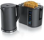 Arendo Fr&uuml;hst&uuml;cks-Set Edelstahl Wasserkocher 1,5l, 2-Scheiben Kurzschlitz Toaster,