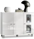 Vladon Sideboard Denjo (Kommode, mit 3 T&uuml;ren), Wei&szlig; matt/Wei&szlig; Hochglanz (107...