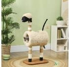 PawHut Kratzbaum 98 cm Katzenbaum im Schaf-Design, mit Kratzpfosten, Tunnel,