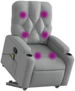 vidaXL Sessel Massagesessel mit Aufstehhilfe Hellgrau Stoff (1-St)