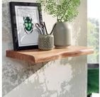 FINEBUY Wandregal FB31351 Baumkante Akazie Holz Schweberegal Regal Massiv