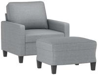 vidaXL Sofa Sessel mit Hocker Hellgrau 60 cm Stoff