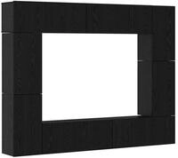 vidaXL TV-Schrank TV-Schrankset 8 pcs Schwarz Eichen-Optik Holzwerkstoff (8-St)