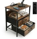 relaxdays Beistelltisch mit USB Anschluss