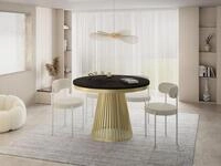 WFL GROUP Esstisch Naro Gold ausziehbar rund modern mit Metallbeinen in Gold...