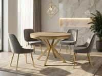 WFL GROUP Esstisch Dina ausziehbar rund industrial mit goldenen Metallbeinen...