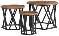 vidaXL Couchtisch Nesting Beistelltisch 3 pcs Altholz Ingenieure Holz und Stahl