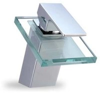 HAC24 Waschtischarmatur Glas Wasserfall Waschbecken Armatur Wasserhahn Messing,