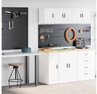 vidaXL Schrankmodule Garagenschr&auml;nke 2 Stk. Wei&szlig; Holzwerkstoff