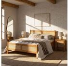 IDIMEX Massivholzbett CEFIRA, Doppelbett 160x200 cm mit Rattangeflecht Eiche...
