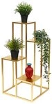 DanDiBo Blumenhocker Blumentreppe Metall Gold 82 cm Pflanzentreppe...