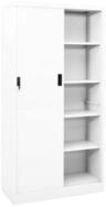 vidaXL Aktenschrank B&uuml;roschrank mit Schiebet&uuml;r Wei&szlig; 90x40x180 cm Stahl