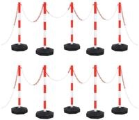 vidaXL Verkehrsschild Kettenpfosten-Set mit 10 m Kunststoffkette, (10 St)