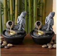 GLOBO LIGHTING Zimmerbrunnen, 2x Buddha Zimmerbrunnen Wasserfall Springbrunnen...