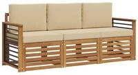 vidaXL Gartenlounge-Set Sofagarnituren 3 pcs Natur und Beige Massivholz, (3-tlg)