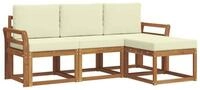 vidaXL Gartenlounge-Set Outdoor-Sofagarnitur mit Kissen 4 pcs Natur und Creme,