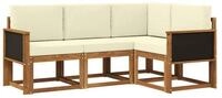 vidaXL Gartenlounge-Set Outdoor-Sofagarnitur 4 pcs Natur und Creme Polyester,...