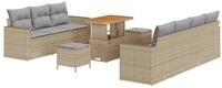 vidaXL Loungesofa Garten-Sofa-Set mit Kissen 10 pcs Beige und Hellgrau, 10 Teile