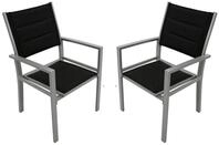 DEGAMO Gartensessel MADEIRA, Alu silbergrau + Kunstgewebe gepolstert schwarz, 2