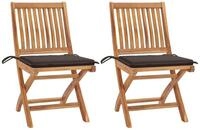 vidaXL Gartenstuhl, Gartenst&uuml;hle 2 Stk. mit Taupe Kissen Teak Massivholz