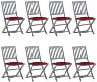 vidaXL Gartenstuhl Klappbare Gartenst&uuml;hle 8 Stk. mit Kissen Massivholz (8 St)