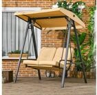 Outsunny Hollywoodschaukel mit verstellbarem Sonnendach, belast bis 220kg, 3-Sitzer,
