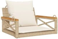 vidaXL H&auml;ngesessel, mit Kissen Beige 63x62x40 cm Poly Rattan