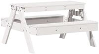 vidaXL Gartentisch Picknicktisch f&uuml;r Kinder Wei&szlig; 88x97x52 cm Massivholz Kiefer