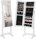 SONGMICS Schmuckschrank Spiegelschrank Ganzk&ouml;rperspiegel, Geschenk, wei&szlig;