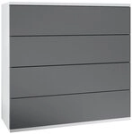 Vladon Kommode Pavos V3 (Sideboard h&auml;ngend, mit 4 Schubladen), Wei&szlig;...