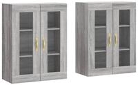 vidaXL Sideboard Wandschr&auml;nke 2 Stk. Grau Sonoma Holzwerkstoff (2 St)