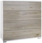 Vladon Kommode Pavos V3 (Sideboard, mit 4 Schubladen), Wei&szlig; matt/Eiche Nordic...