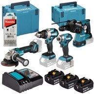 Makita Akku-Schlagbohrschrauber DLX4196JX1 Kombi-Kit LXT Werkzeugset inkl. 3...