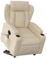 vidaXL Sessel Elektrischer Massagesessel mit Aufstehhilfe Creme Stoff (1-St)